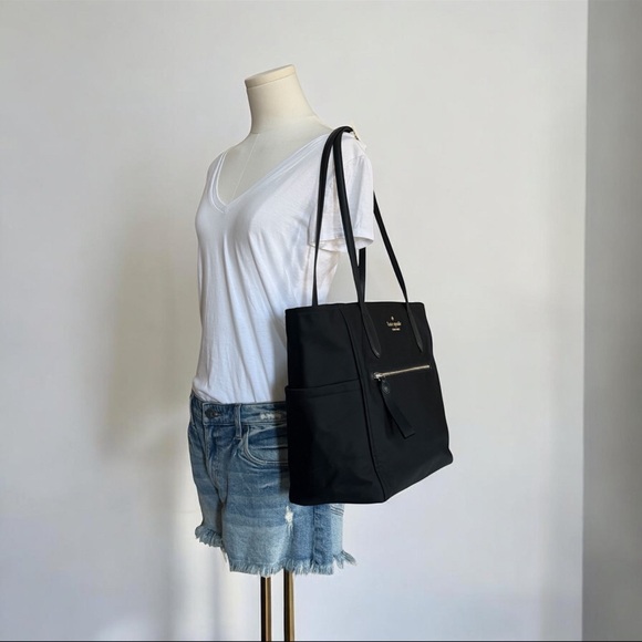 Authentic Kate Spade Black Nylon Tote Bag with Leather Accents - Picture 12 of 12
